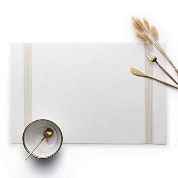 pigchcy Placemats Set of 8, Luxurious Elegant Placemats Non-Slip Washable Durable Table Mats for Home/Dining Room Decoration (White)