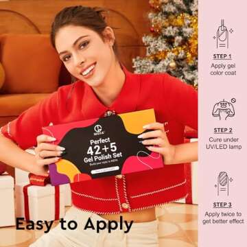 MEFA 47PCS Gel Nail Polish Kit, 42 Colors All Seasons Collection White Nude Pink Colorful Gel Polish Set with 5Pcs Top and Base Coat Primer Manicure Art at Home Salon 7ML Valentines Gifts for Women