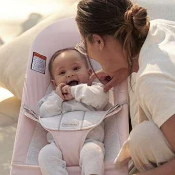 BabyBjörn Bouncer Balance Soft, Light Gray Frame, Cotton/Jersey, Light Pink/Gray