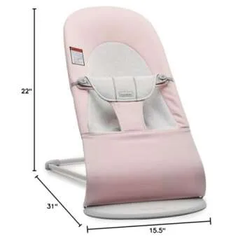 BabyBjörn Bouncer Balance Soft, Light Gray Frame, Cotton/Jersey, Light Pink/Gray