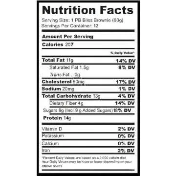 Eat Me Guilt Free Peanut Butter Bliss Protein-Packed Brownie - 14G Protein, Low Carb, Keto-Friendly, Low Sugar, Non GMO, No preservatives, Low Calorie Snack or Dessert | 12 Count