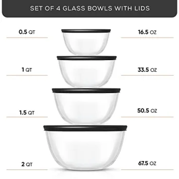 JoyJolt 8pc Glass Mixing Bowls Set with Lids Durable Nesting