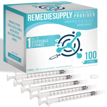 100 PCs 1 ml Syringes for Liquid – Individually Packed Sterile Plastic Syringes Without Needle for...