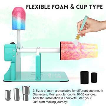 Cup Turner for Tumblers-Two Way Rotation Cup Spinner Machine Kit Both Drying Side Holder and Adjustable Size DIY Glitter Epoxy Crafts Tumble (Double Turner)