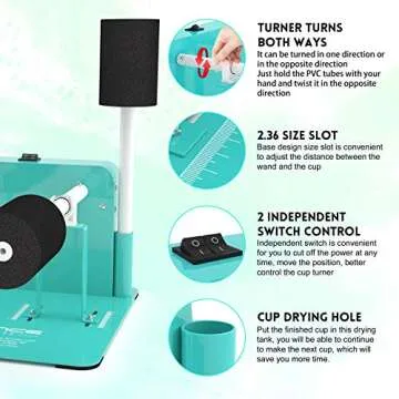 Cup Turner for Tumblers-Two Way Rotation Cup Spinner Machine Kit Both Drying Side Holder and Adjustable Size DIY Glitter Epoxy Crafts Tumble (Double Turner)