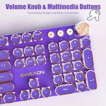 TISHLED Retro Mechanical Typewriter Keyboard with LED Lights