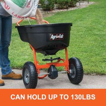 Agri-Fab 45-0614 130 lb. Push Lawn & Garden Broadcast Spreader for Seed,Fertilizer,Salt,Ice Melt; Wa...