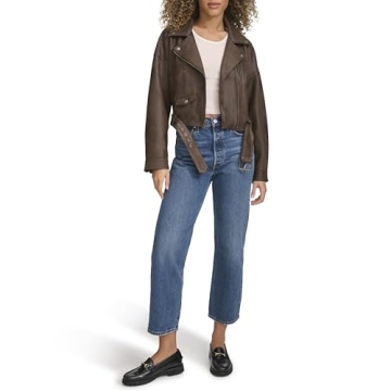 Levi's Women's Leather Cropped Moto Jacket - Dark Brown