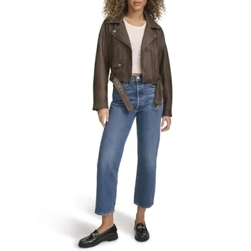 Levi's Women's Leather Cropped Moto Jacket - Dark Brown