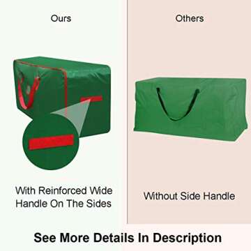 Christmas Tree Storage Bag - Fits Up to Tall 7.5 ft Xmas Artificial Tree - Xmas Tree Box with Double Zippers and Reinforced Handles - Extra Large Storage Container for Trees and Decorations - Green