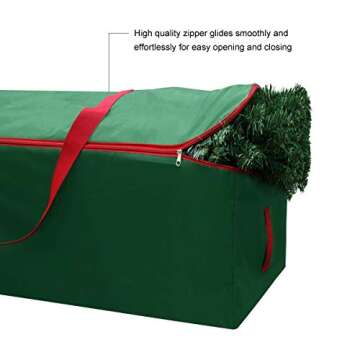 Christmas Tree Storage Bag - Fits Up to Tall 7.5 ft Xmas Artificial Tree - Xmas Tree Box with Double Zippers and Reinforced Handles - Extra Large Storage Container for Trees and Decorations - Green