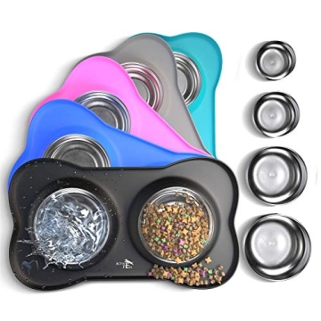 Active Pets Dog Bowl Set - Stainless Steel No Spill Feeding Solution