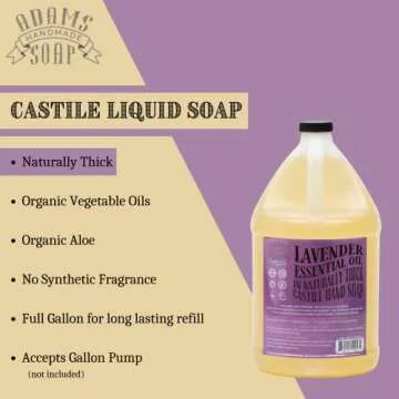 Adams Handmade Organic Soap - Lavender Castile Refill 1 Gallon