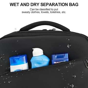 Large Travel Backpack for Women Carry On Airline Flight Approved Expandable Work Personal Item size Backpack Bag with Laptop compartment for College Men Hiking Waterproof Mochila de Viaje Black