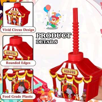 Tanlade 12 Circus Carnival Party Cups with Straws