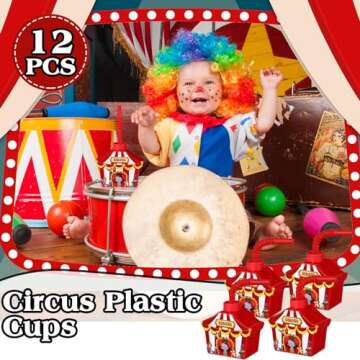 Tanlade 12 Circus Carnival Party Cups with Straws