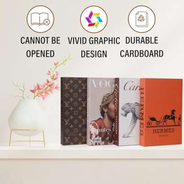 Decorative Books_Glam - Fake Books for Home Decor, Aesthetic Books for Room Decor, Living Room, Preppy, Book Shelf, Shelf Decor, Designer Books Decor Set