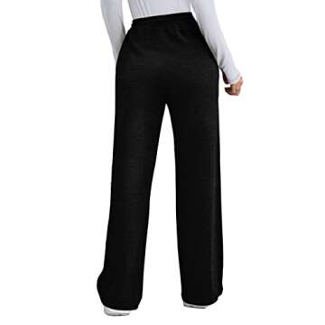 OFEEFAN Womens Pants with Pockets Elastic Waist Long Sweatpants for Women Black Pants for Women L