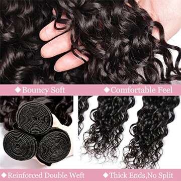 Deep Wave Human Hair Bundles 18 20 22 Inch Water Wave Bundles 12A Brazilian 100% Unprocessed Virgin ...