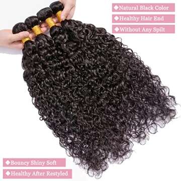 Deep Wave Human Hair Bundles 18 20 22 Inch Water Wave Bundles 12A Brazilian 100% Unprocessed Virgin Human Hair Wet and Wavy Bundles Double Weft Deep Curly Weave 3 Bundles Natural Black
