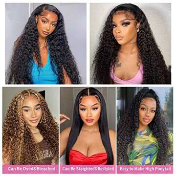 Deep Wave Human Hair Bundles 18 20 22 Inch Water Wave Bundles 12A Brazilian 100% Unprocessed Virgin Human Hair Wet and Wavy Bundles Double Weft Deep Curly Weave 3 Bundles Natural Black