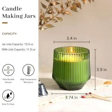 Complete Candle Making Kit - 6 Green Glass Jars