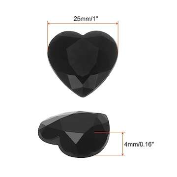 MECCANIXITY 20 Pcs Acrylic Heart Rhinestone 25mm Flat Back Plastic Gems Jewelry Stickers for Craft Bead Face Painting Costume Jewelry Making, Black
