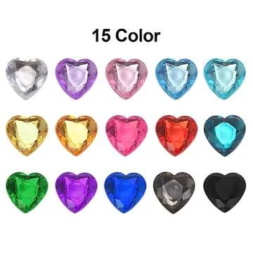 MECCANIXITY 20 Pcs Acrylic Heart Rhinestone 25mm Flat Back Plastic Gems Jewelry Stickers for Craft Bead Face Painting Costume Jewelry Making, Black