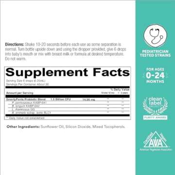 SmartyPants Baby Probiotic Drops: Probiotics for Digestive Health and Immune Support Supplement, for...