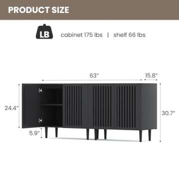 CHUWELL Farmhouse Storage Cabinet Set of 2, 31.5" Buffet Cabinet with 2 Doors and Adjustable Shelf, ...