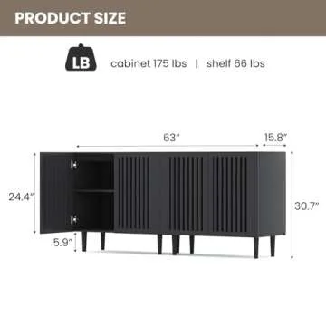 CHUWELL Farmhouse Storage Cabinet Set of 2, 31.5" Buffet Cabinet with 2 Doors and Adjustable Shelf, ...