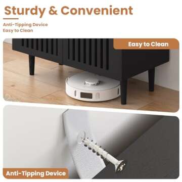 CHUWELL Farmhouse Storage Cabinet Set of 2, 31.5" Buffet Cabinet with 2 Doors and Adjustable Shelf, Sideboard Coffee Bar Cabinet with Solid Wood Feet for Kitchen,Dining Room,Living Room,Black