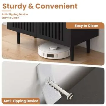 CHUWELL Farmhouse Storage Cabinet Set of 2, 31.5" Buffet Cabinet with 2 Doors and Adjustable Shelf, Sideboard Coffee Bar Cabinet with Solid Wood Feet for Kitchen,Dining Room,Living Room,Black