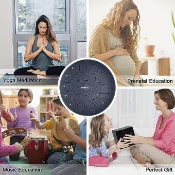 JYTMUS Steel Tongue Drum 13 Notes 12 Inches Steel Drum with Drum Bag, Music Book, Drum Mallets, Mallet Holder, Finger Picks and Stickers Tongue Drum for Yoga, Meditation, Prenatal Music Education