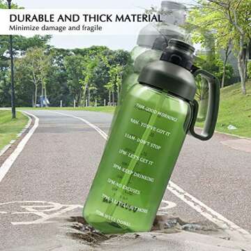2l Water Bottle with Straw Two-lid Super Leakproof Portable Big Handle, 64 OZ Motivational Time Ounce Marker Increase Intake,Gym Sport Water Bottle Tritan BPA Free Half Gallon Water Jugs