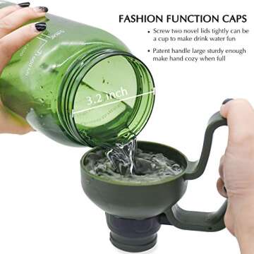 2l Water Bottle with Straw Two-lid Super Leakproof Portable Big Handle, 64 OZ Motivational Time Ounce Marker Increase Intake,Gym Sport Water Bottle Tritan BPA Free Half Gallon Water Jugs