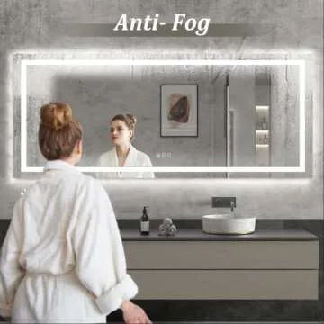 ODDSAN LED Bathroom Mirror for Wall 72x 40, Large Lighted Vanity Mirror with Lights, Dimmable, Anti-Fog, Shatter-Proof, ETL Listed (Front + Backlit)