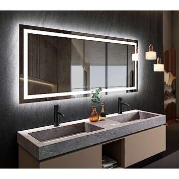 ODDSAN LED Bathroom Mirror for Wall 72x 40, Large Lighted Vanity Mirror with Lights, Dimmable, Anti-Fog, Shatter-Proof, ETL Listed (Front + Backlit)