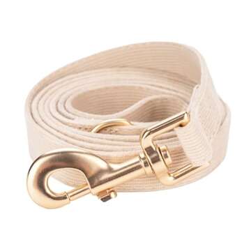 Ewinoom Soft Corduroy Dog Collar & Leash Set for Medium Dogs