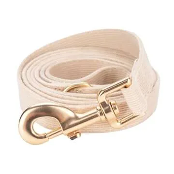 Ewinoom Soft Corduroy Dog Collar & Leash Set for Medium Dogs