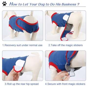 DOGLEMI Recovery Suit for Dogs Soft Breathable Dog Surgery Suit Elastic Cuffs Collar Cotton Lining for Belly Protection - Ideal for Spay Neuter Surgery Recovery Anti-Licking Wound, for Female Male Dog