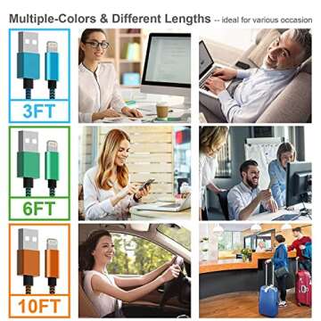 MUXA MFi Certified iPhone Charger 6 Pack - Durable & Stylish