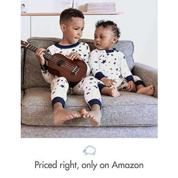 Moon and Back by Hanna Andersson Unisex Kids' Organic Holiday Family Matching 2 Piece Pajama Set, Pack of 2, Penguin Print, 6-7