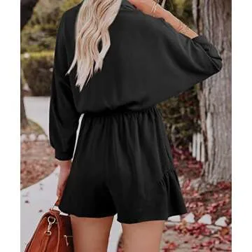 Wenrine Women's Stylish Wide Leg Rompers with Pockets