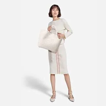 Woven Bag for Women, Vegan Leather Tote Bag Large Summer Beach Travel Handbag and Purse Retro Handma...