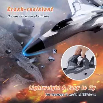 AIGIMU 3CH RC Airplane, RC Plane with Night Light, 2.4GHz F-22 Remote Control Airplane with 6-axis Gyro Stabilizer Easy to Fly Fighter Aircraft for Adults Kids Beginners Boys