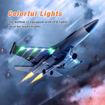 AIGIMU 3CH RC Airplane, RC Plane with Night Light, 2.4GHz F-22 Remote Control Airplane with 6-axis Gyro Stabilizer Easy to Fly Fighter Aircraft for Adults Kids Beginners Boys