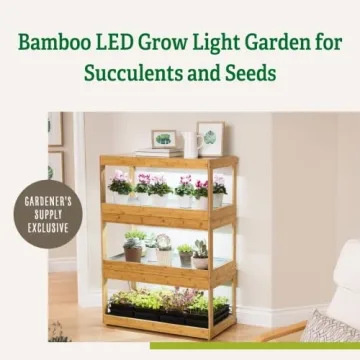 Bamboo LED Grow Light Plant Stand for Optimal Growth
