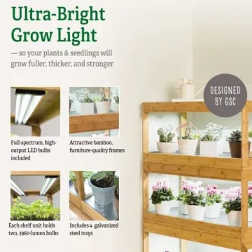 Bamboo LED Grow Light Plant Stand for Optimal Growth