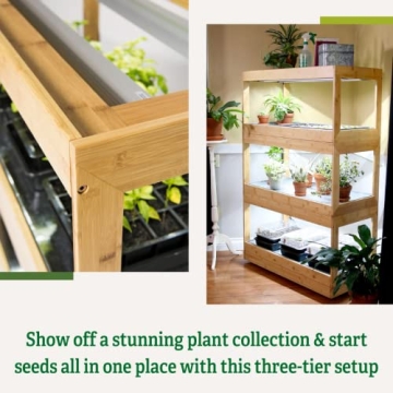 Bamboo LED Grow Light Plant Stand for Optimal Growth